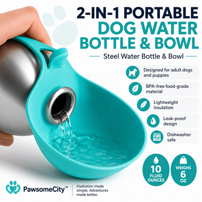 PawsomeCity™ HydroPaw Bottle – Leak-Proof Stainless Steel Travel Water Bottle for Dogs & Cats